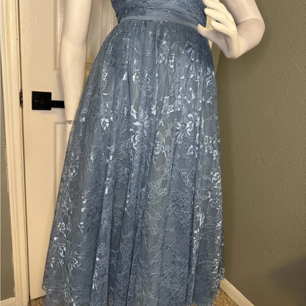 Mori Lee Bridesmaid, Social, Formal, Prom Dresses, size 12 Color Slate Blu - Image 12