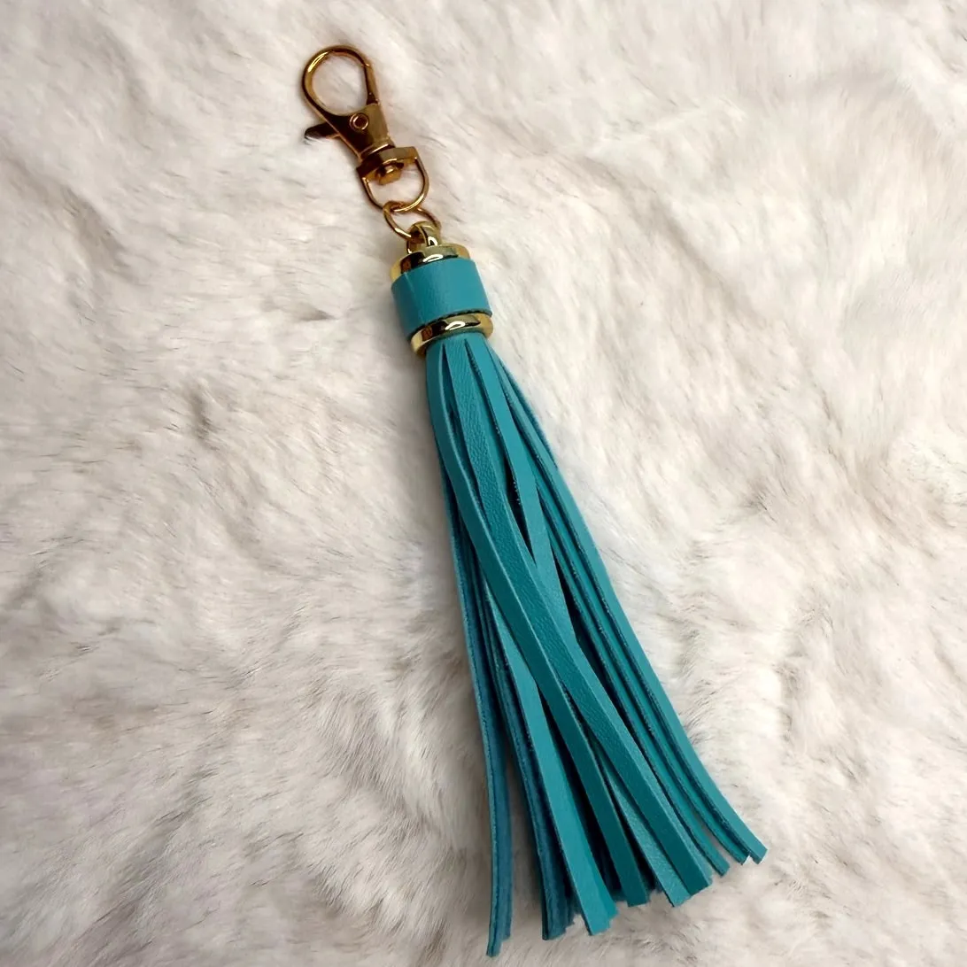 NEW Tassel Bag Charm Tassels Keychains Purse Fashion Charm Blue - Image 2