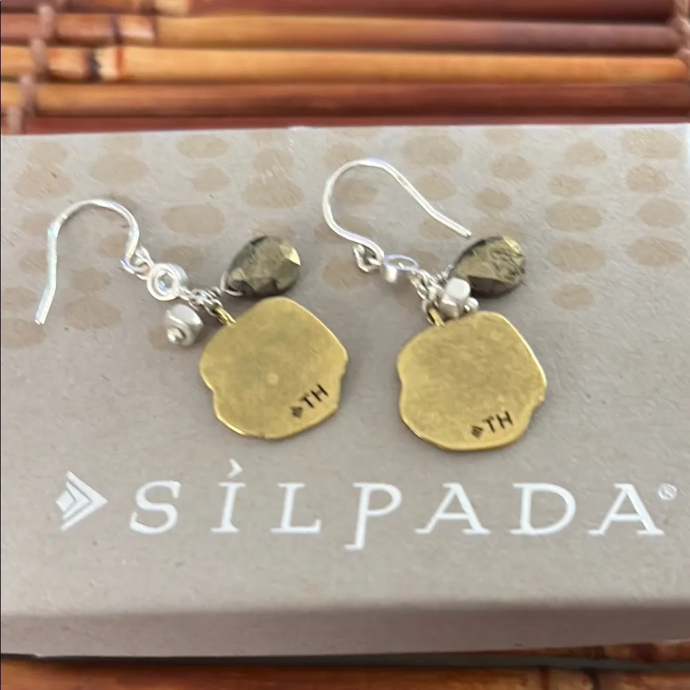 Silpada Bronze and Sterling Silver Coin Dangle Earrings - Image 2