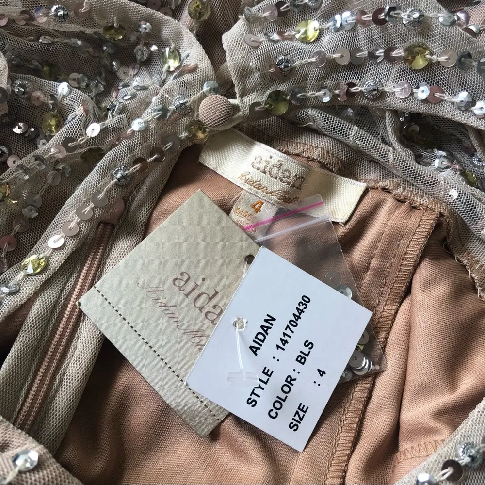 NWT Aidan Mattox Blush Pink Sequin Cocktail Dress - Image 6