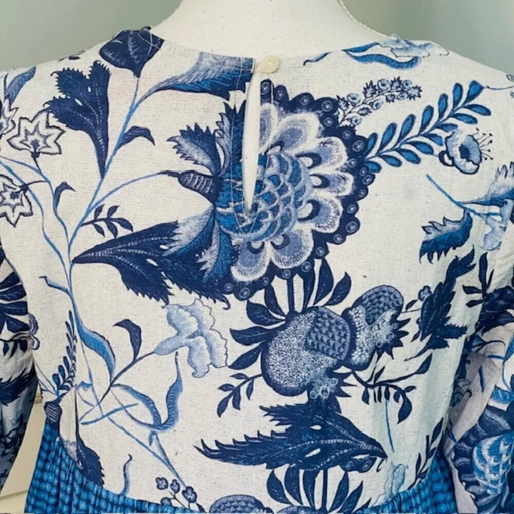 Ro’s Garden Floral Mini Ruffled Tiered Dress Rene Tiffany Blue XS - Image 8