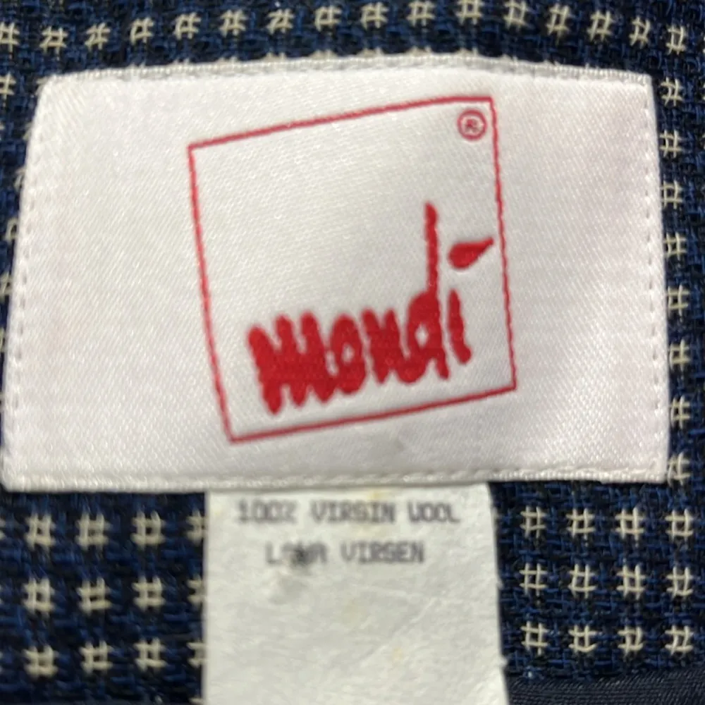 Vintage 100% virgin wool blazer navy blue tweed blazer shoulder pads pockets - Image 11