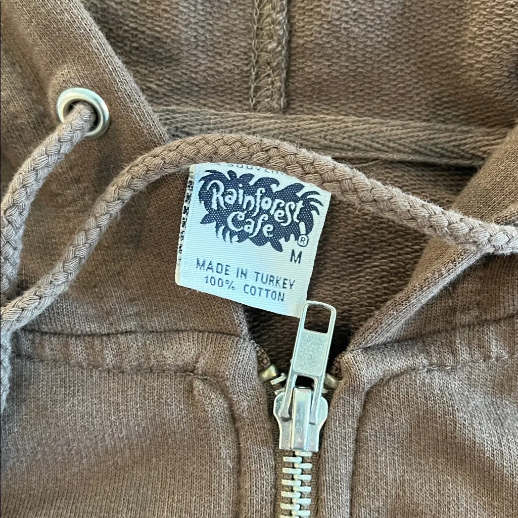 Rainforest Cafe zip up hoodie Size Medium Brown - Image 3