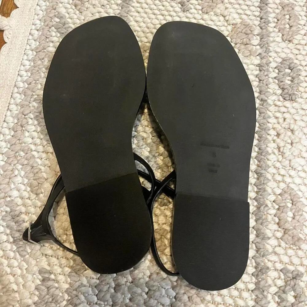 Reformation Lake Flat Sandals in Black Leather - Image 5