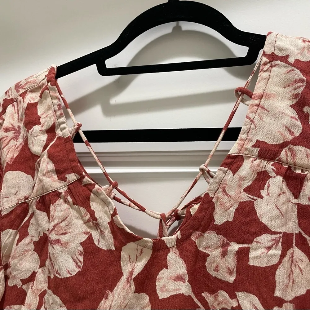 Billabong Red Pink Floral Winding Roads Sienna Long Sleeve Blouse - Image 5