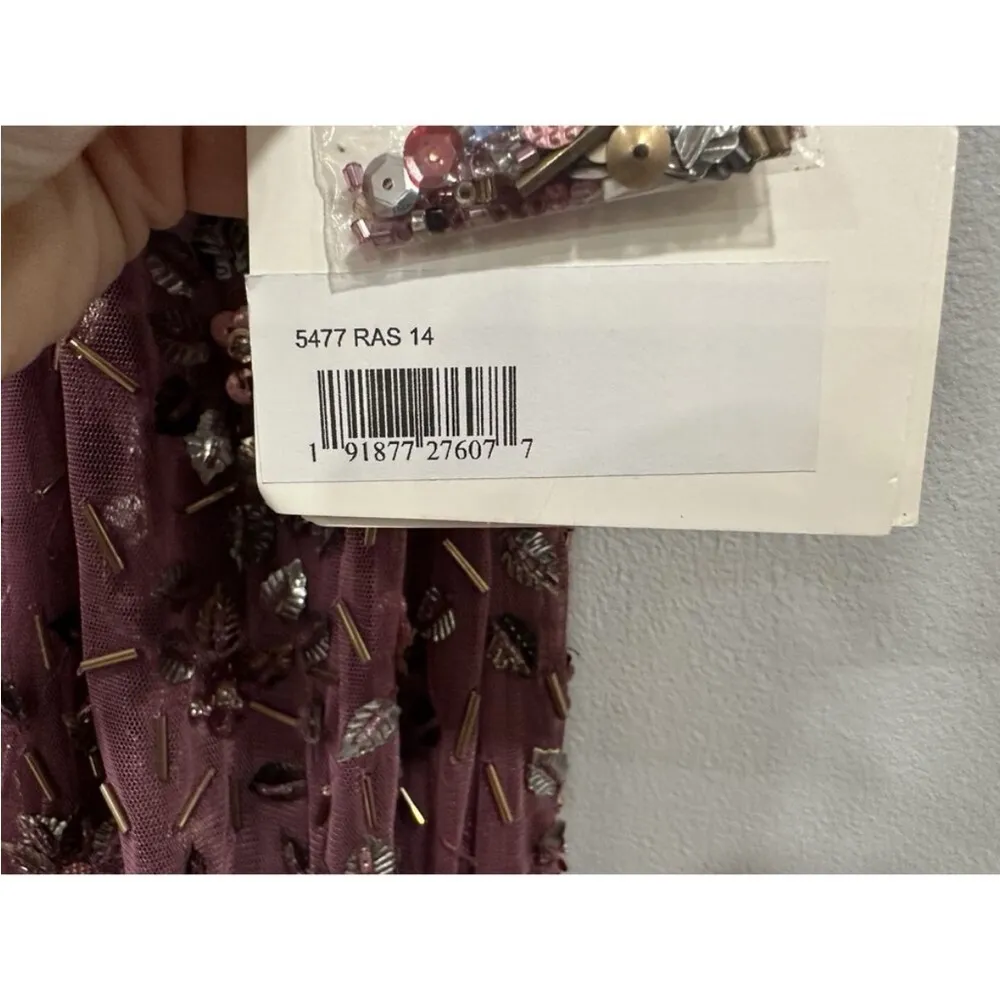 Mac Duggal 5477 Raspberry Purple Floral Embellished Scoop Neck Evening Gown 14 - Image 6