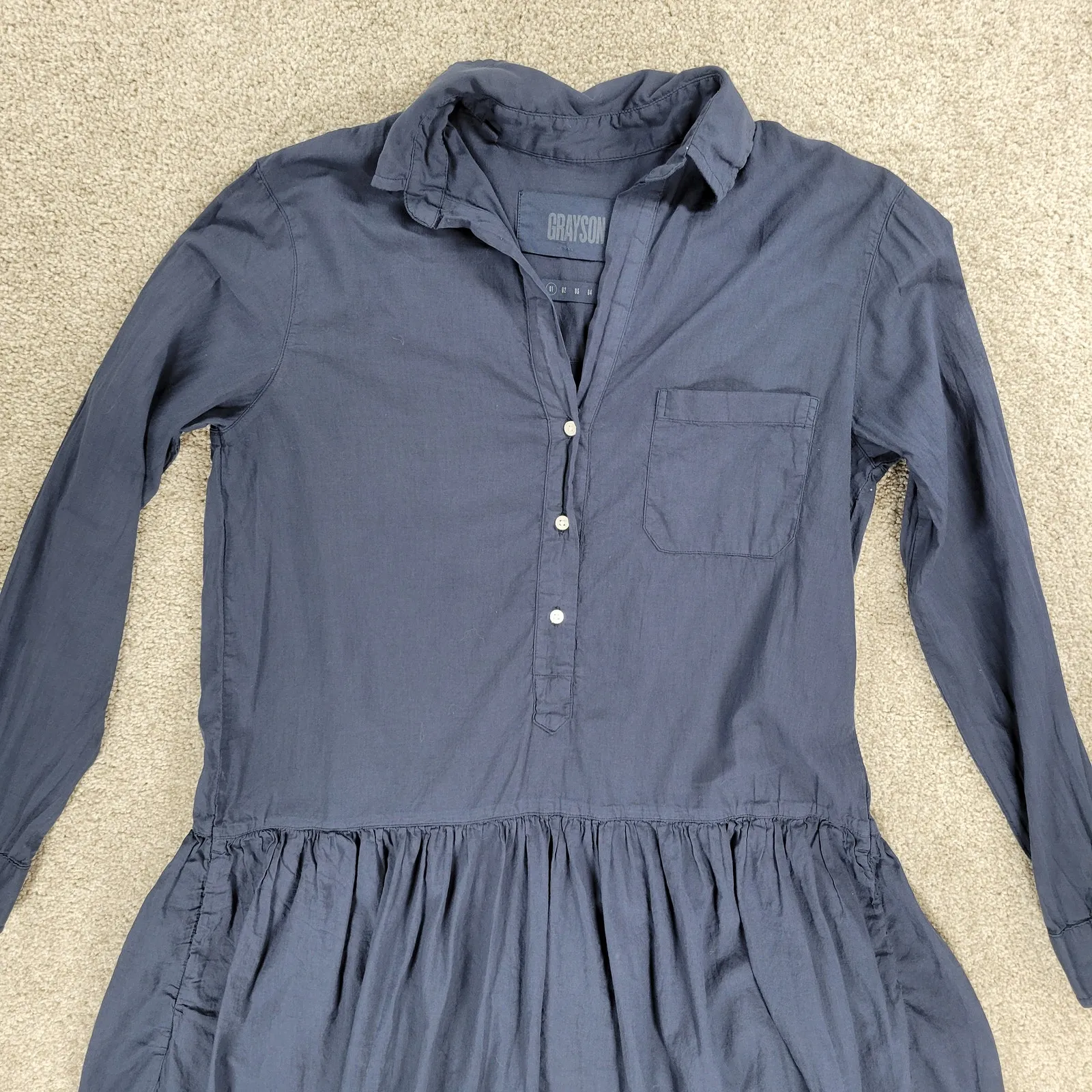 Grayson Changemaker Shirt Dress Womens XS Blue‎ Long Sleeve Cotton A - Image 5