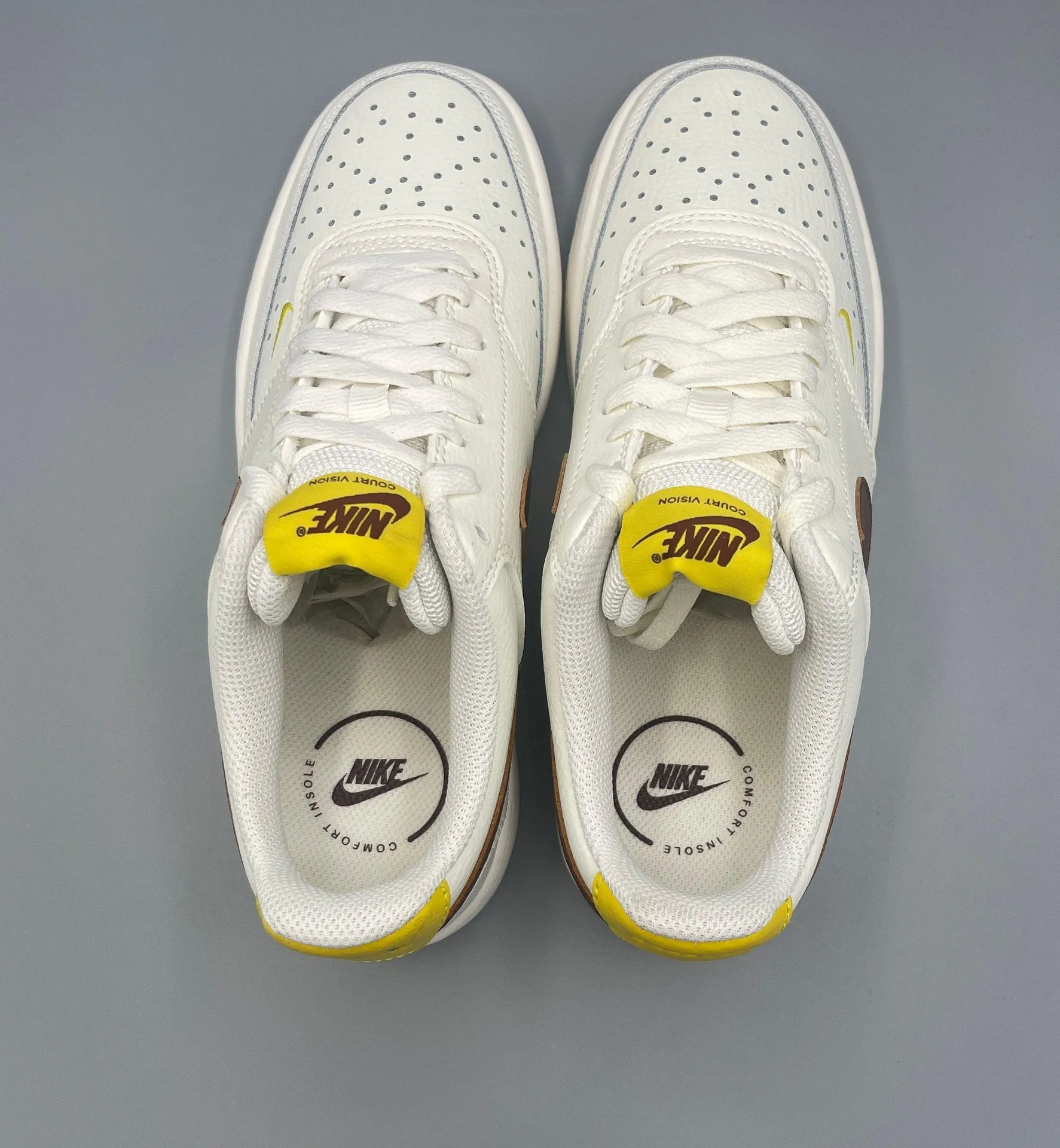 Chic and Comfortable:  Women's Court Vision Low - Sail/Yellow/Brown Size 7.5 - Image 8