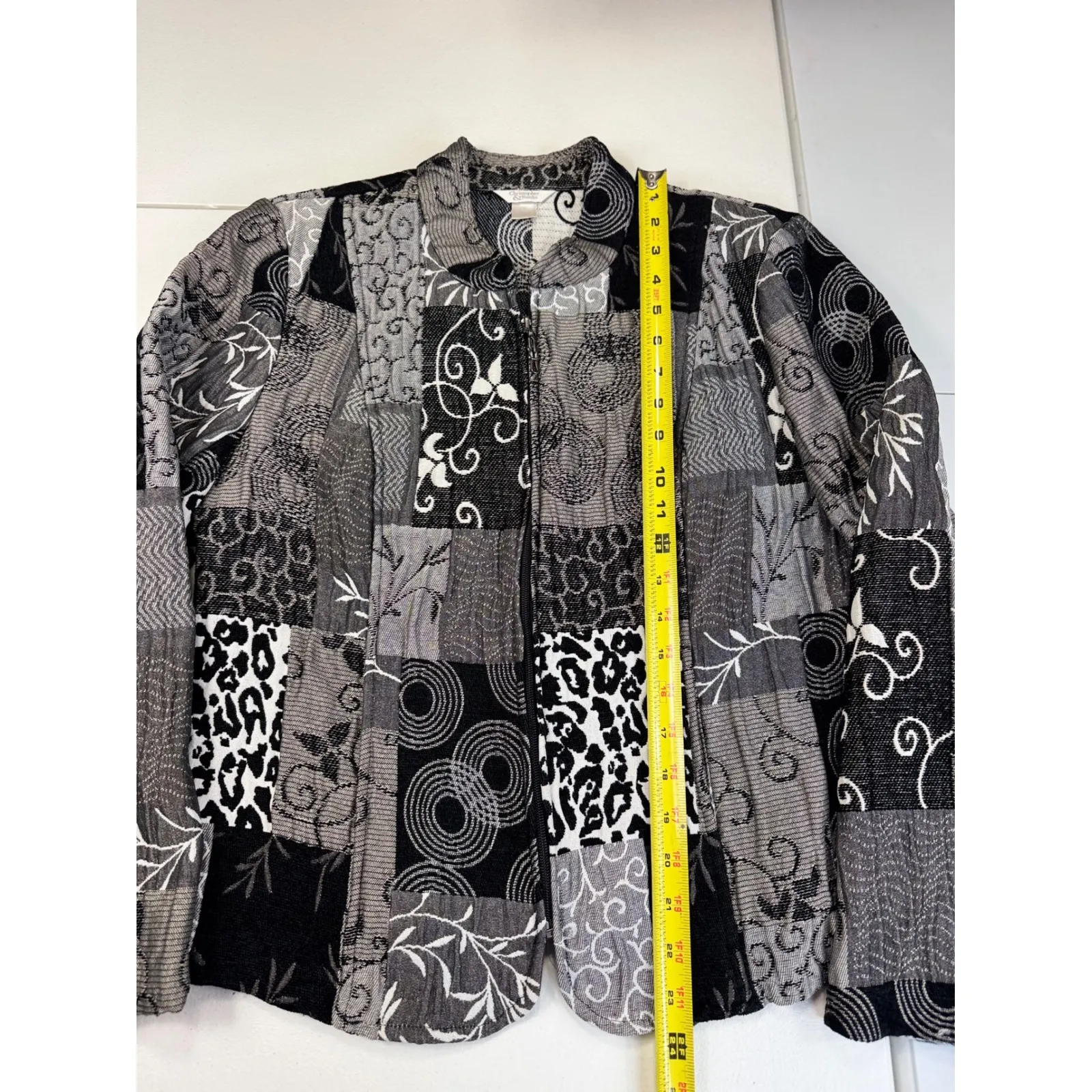 Christopher‎ & Banks Black Gray Patchwork Print Jacket Blazer - Medium - Image 6