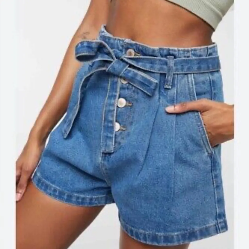 A&F Paper bag Denim Blue Women's Shorts - Image 5