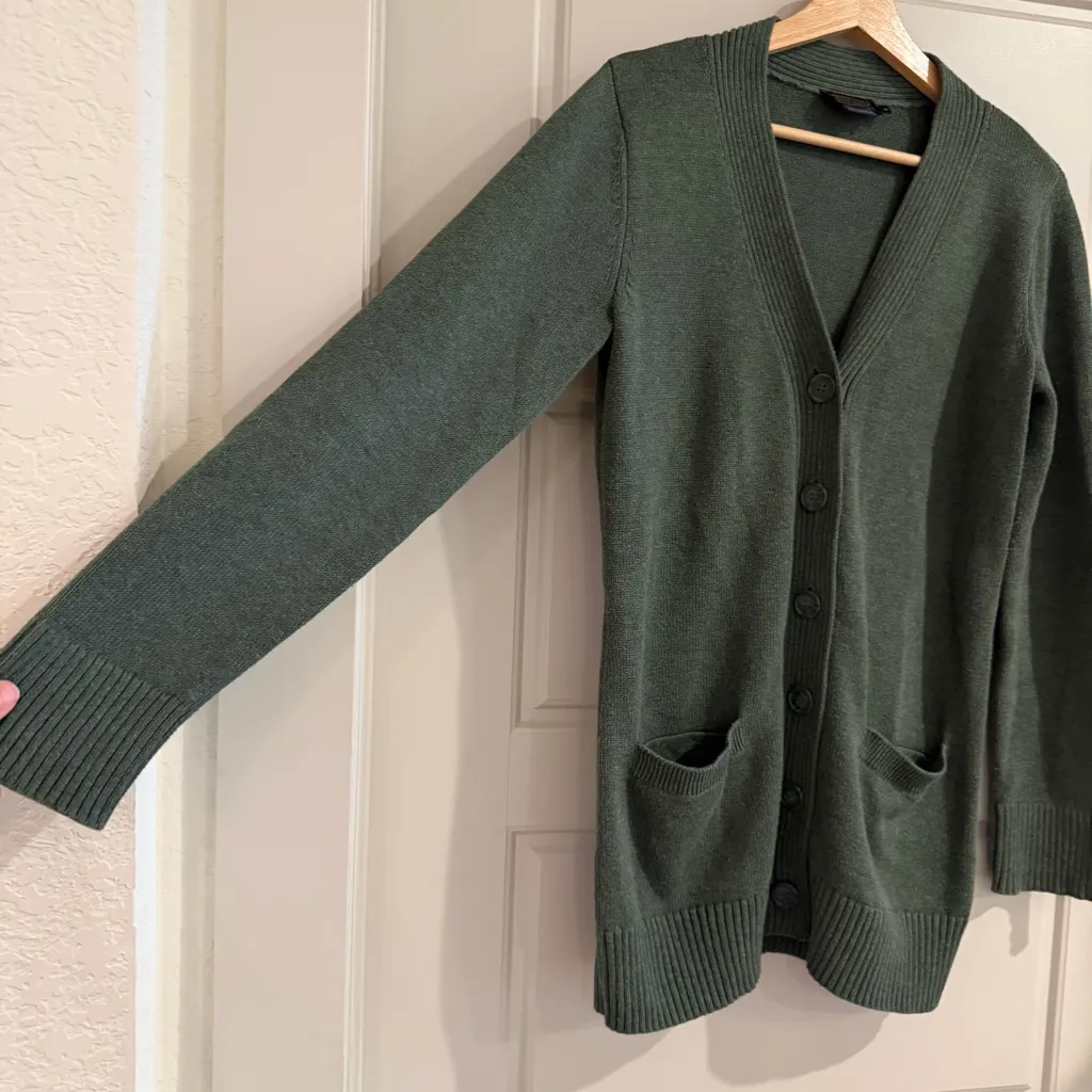 Pendleton Forest Green Cotton Boyfriend Button Cardigan Sweater Size Small - Image 2