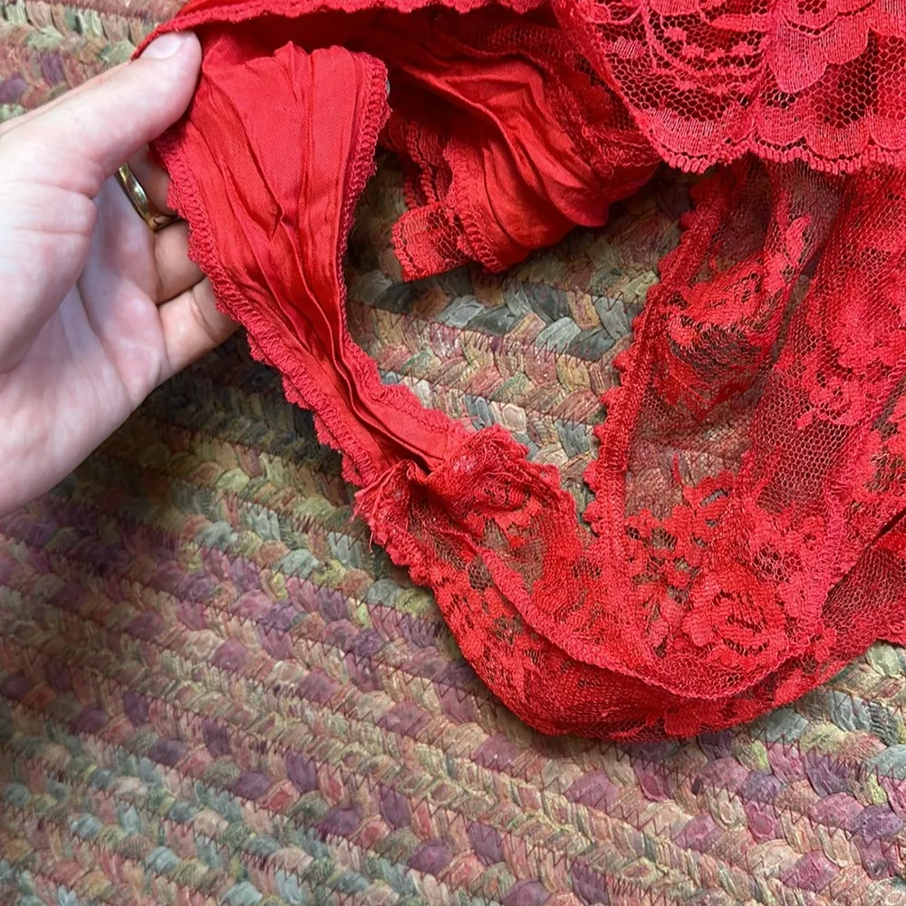 VTG RED LACE FREDERICKS OF HOLLYWOOD BUSTIER SEXY LINGERIE BODYSUIT - Image 6