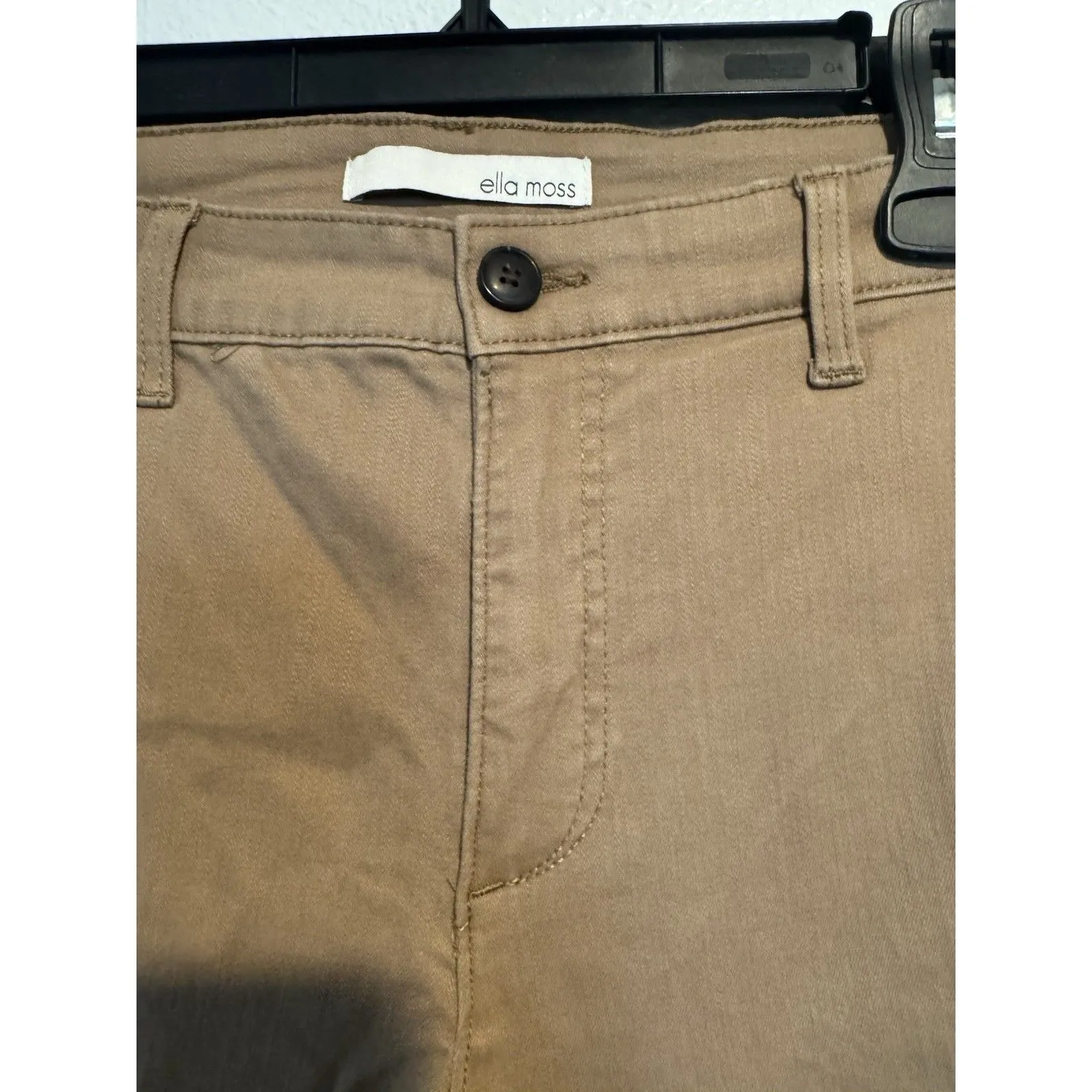 Ella Moss Womens Pants Brown/Khaki Cropped Wide Leg High-Rise Belt Loops Sz 8 - Image 5