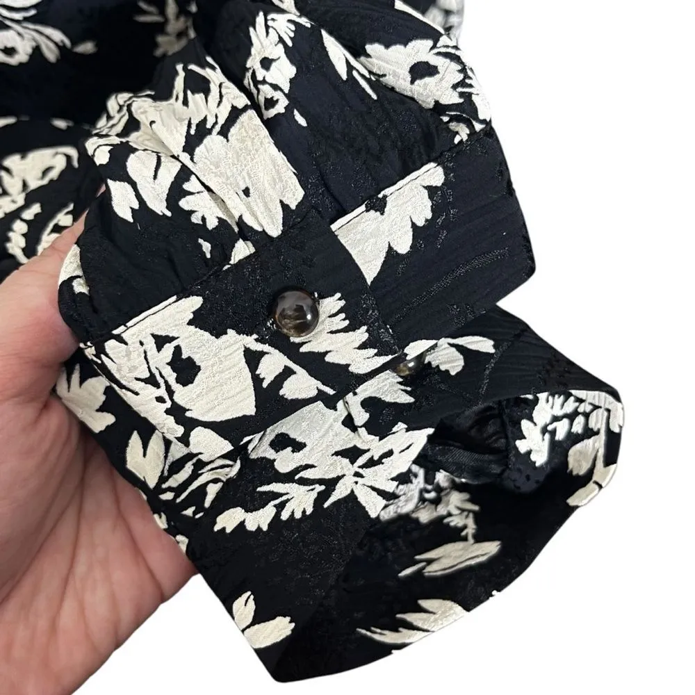 Sezane NWT Robe Carola Floral Dress Size 14 Black Long Sleeve Elegant - Image 8