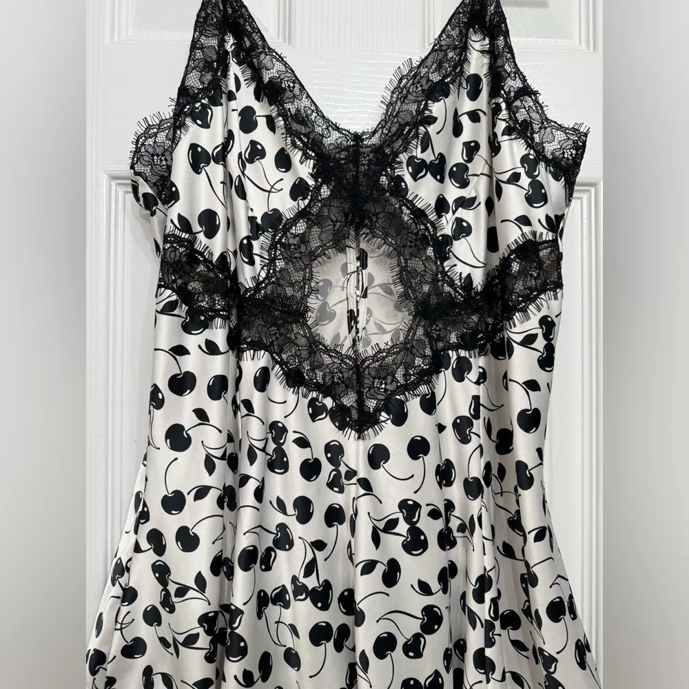 Victoria’s Secret Black Cherries and White Lace Trim Sleepwear Romper - Image 3