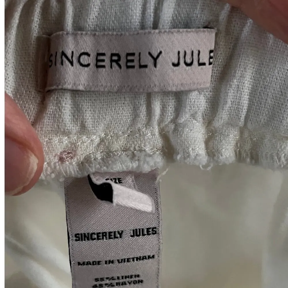 Sincerely Jules White Linen Blend Pull On Joggers Size S - Image 6