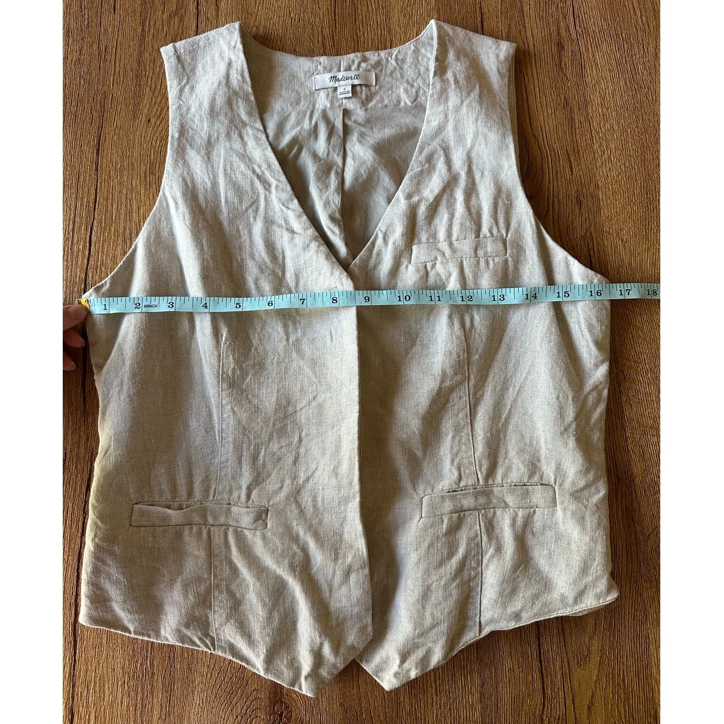 Madewell Linen Beige Vest Size 2 - Image 5
