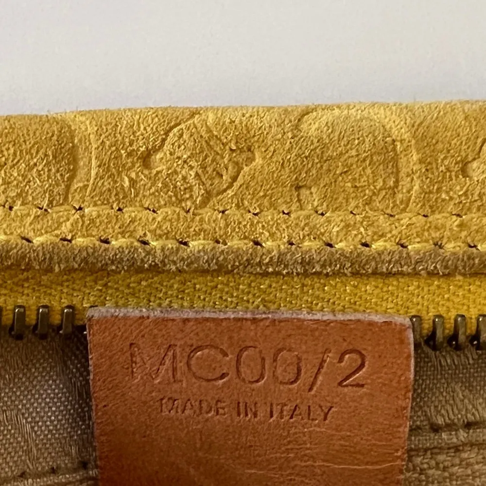 CELINE Yellow Suede Macadam and Leather Monogram Hand Bag - Image 10