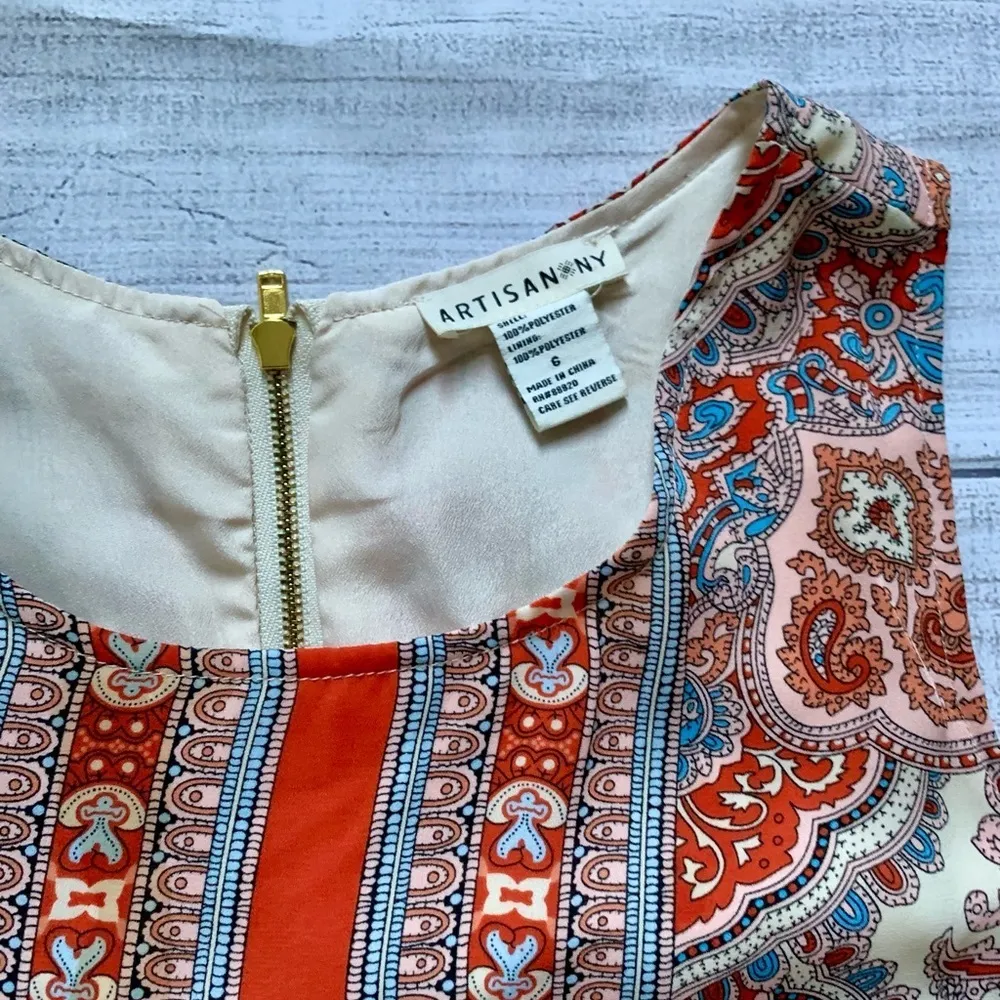 Artisan NY Paisley Sleeveless Shift Dress in Size 6 - Image 5