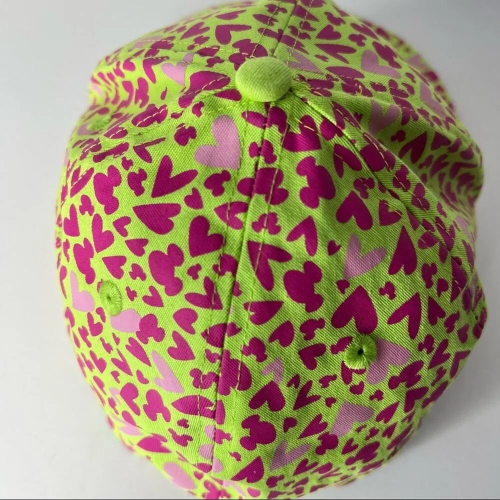Disney Parks neon green pink hearts Mickey Mouse ears cap hat adult - Image 5
