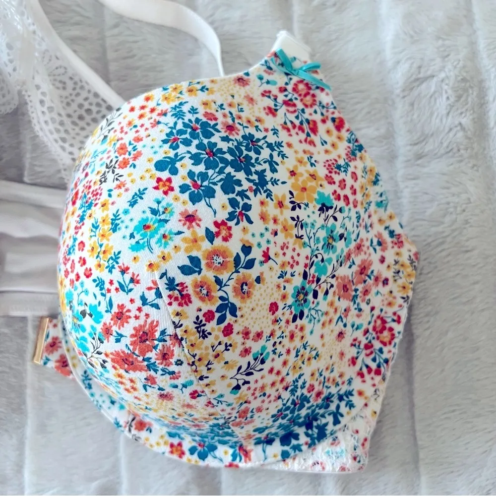 Cacique Floral Lace Racerback Push Up T-Shirt Bra, Size 40DD - Image 2