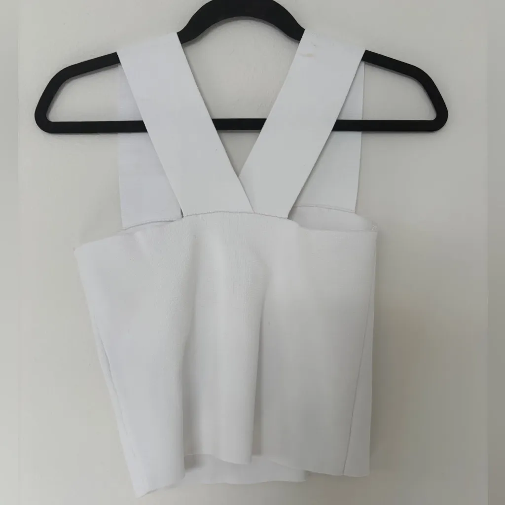 A.L.C. Lia Cropped White Bandage Tank Y2K Style Ribbed Cami Top - Image 4