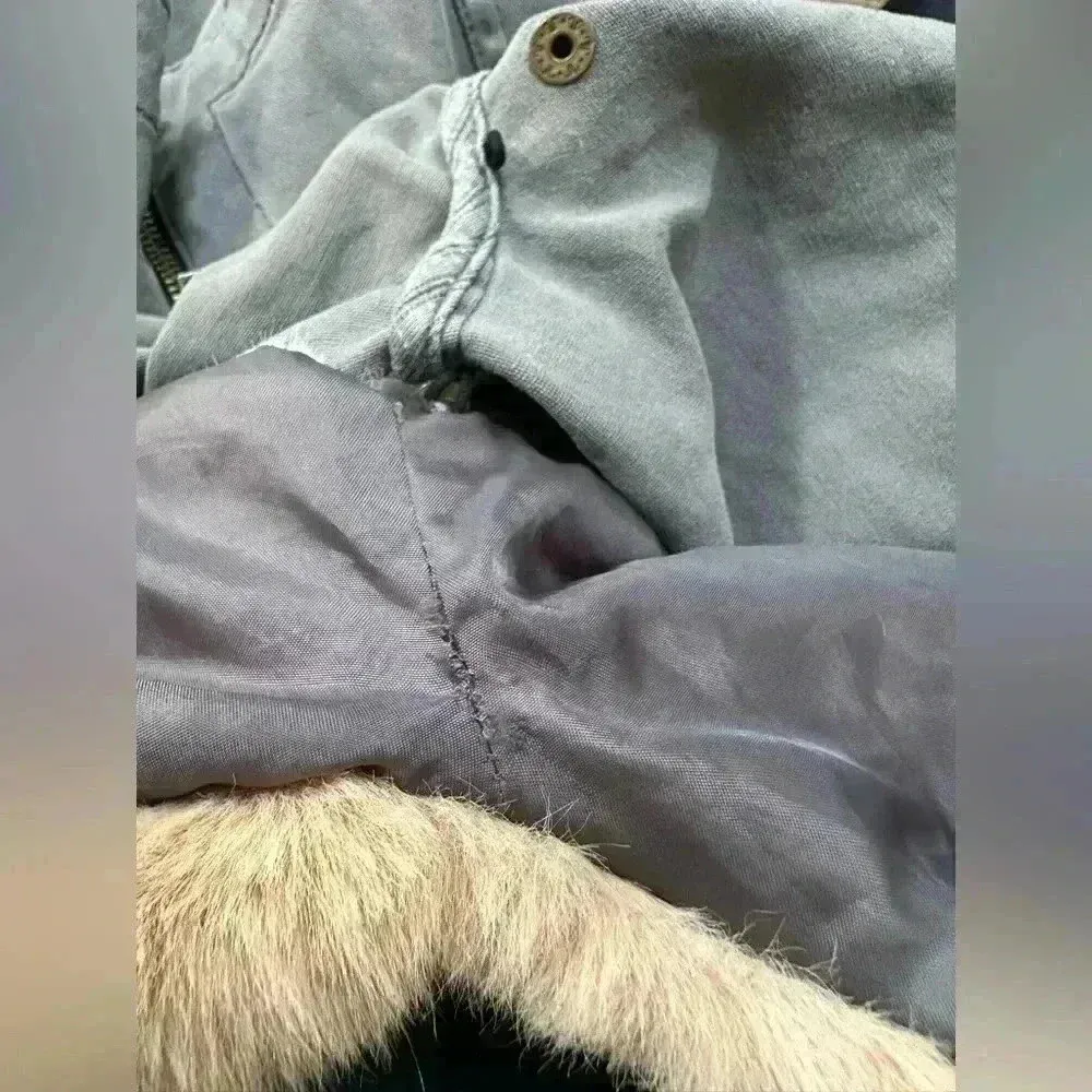 Anthropologie Marrakech Faux Fur Aviator Moto Jacket | Olive Grey | Size M - Image 13