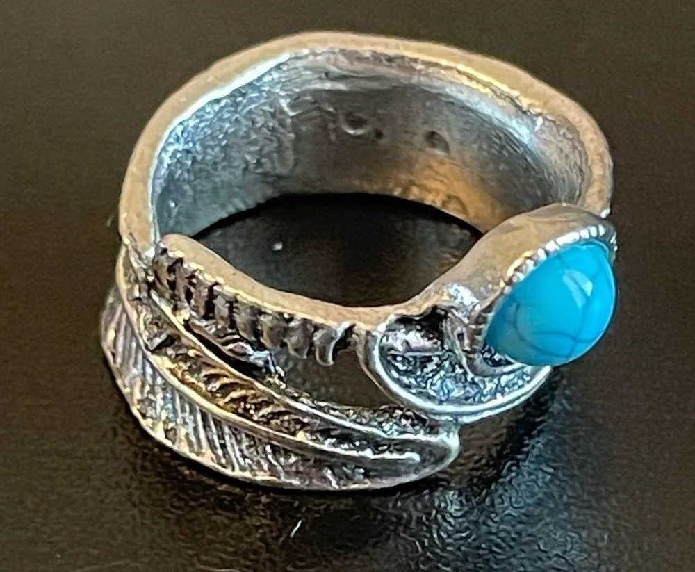 Turquoise stone tribe ring size 5 - Image 2