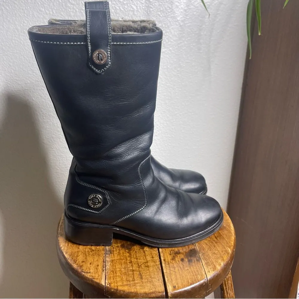 Vintage Cole Haan Size 6 Black Fur-Lined Boots Winter Warm 90's Y2k - Image 4