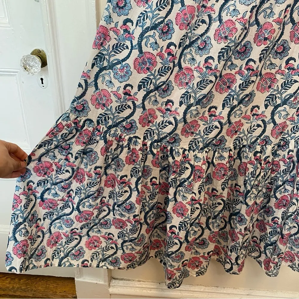 ANNA CATE Giselle Floral Block Print Ruffle Smocked Maxi Dress Blue/Pink Small Blue - Image 12