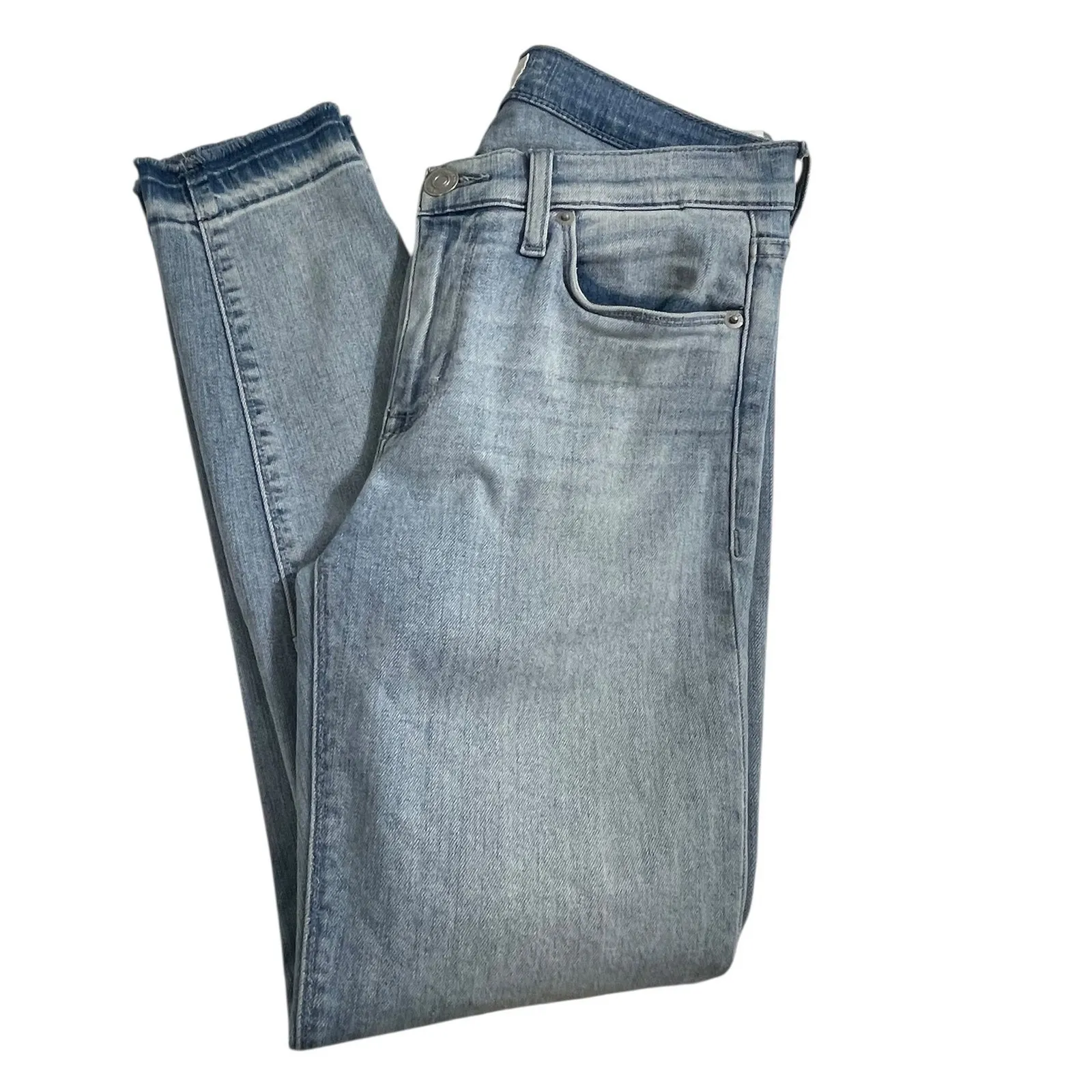 HUDSON Suzzi Midrise AKL Skinny Jeans Patchwork Knees‎ Released Raw Hem Women 27 Blue - Image 10