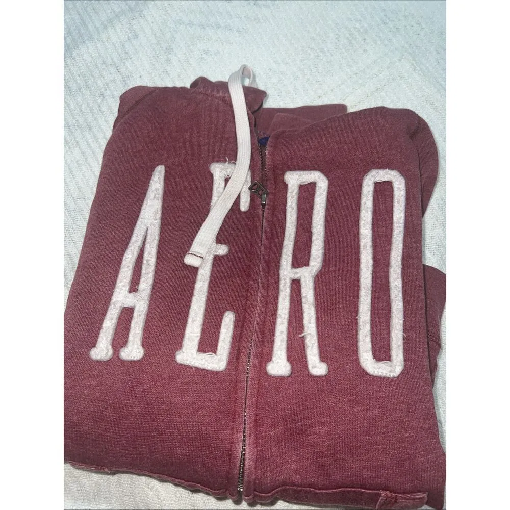 VTG Y2K Aeropostale Hoodie L Red Grunge Mallgoth Striped Zip Up Size L - Image 8