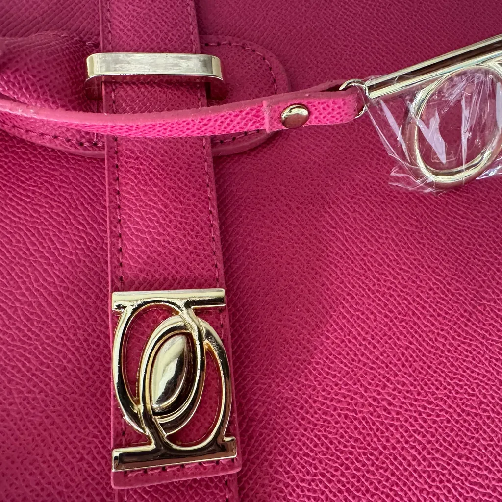 Bebe Hot Pink Satchel with Gold Details - Image 4