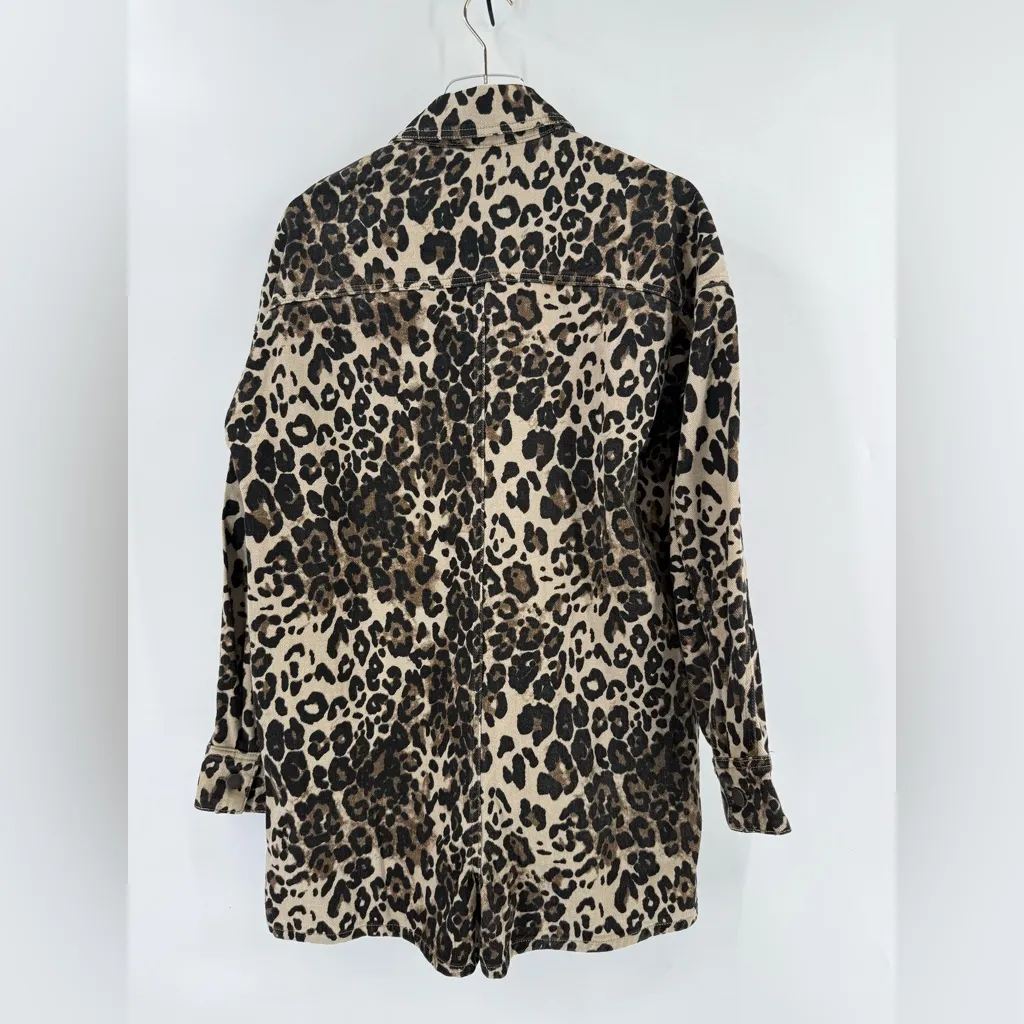 Mable leopard print denim romper size small NWT Tan - Image 4