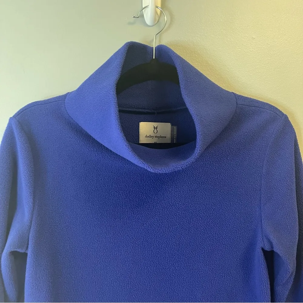 Dudley Stephens Fleece Cobalt Blue Cobble Hill Turtleneck in Terry Fleece XS EUC - Image 6