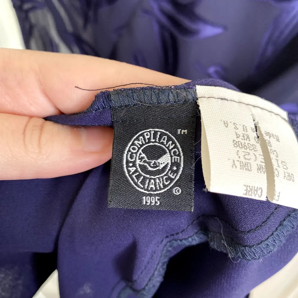 Vintage 90s Formal Gown Blue Purple Shelli Segal Velvet Accents Size 2 Prom - Image 7