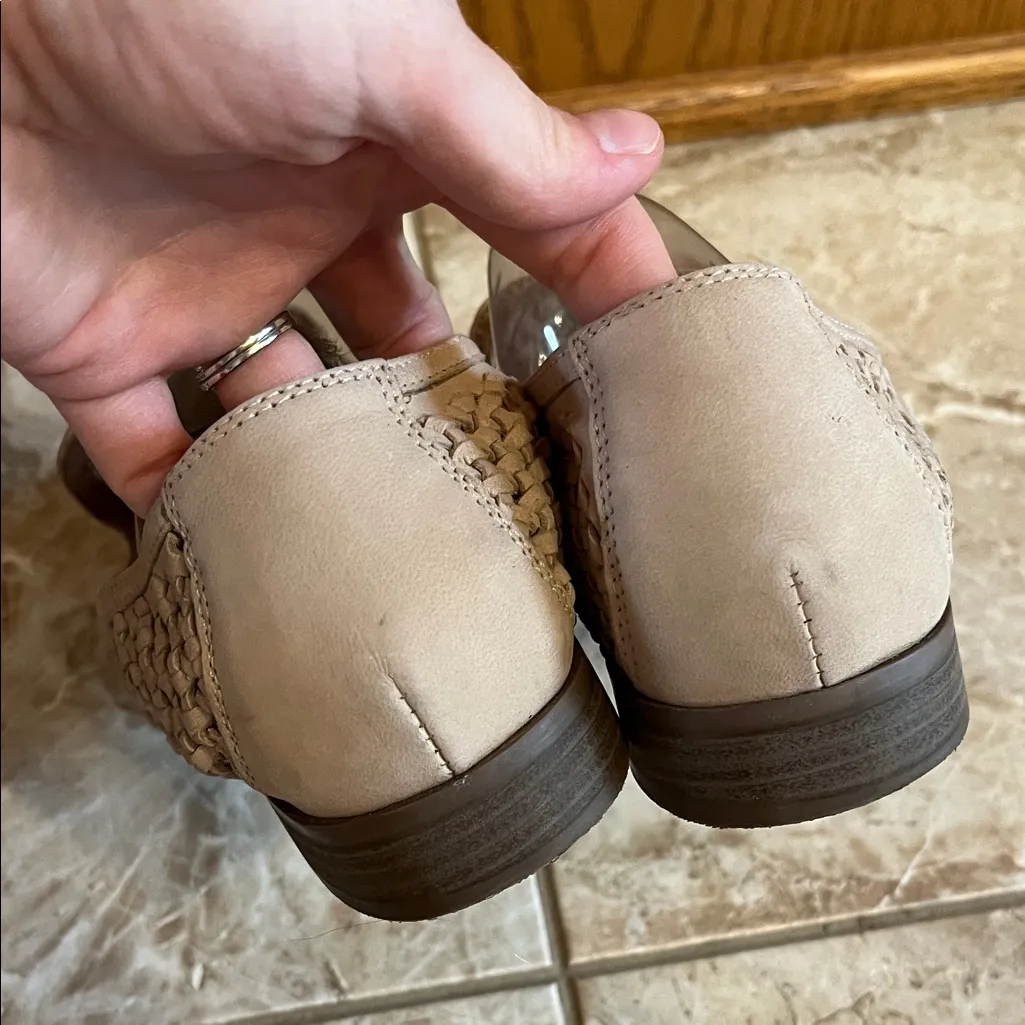 Joie Woven Dusty Khaki Cream Genuine Leather Slip On Loafer Flats - Size 8.5 - Image 7