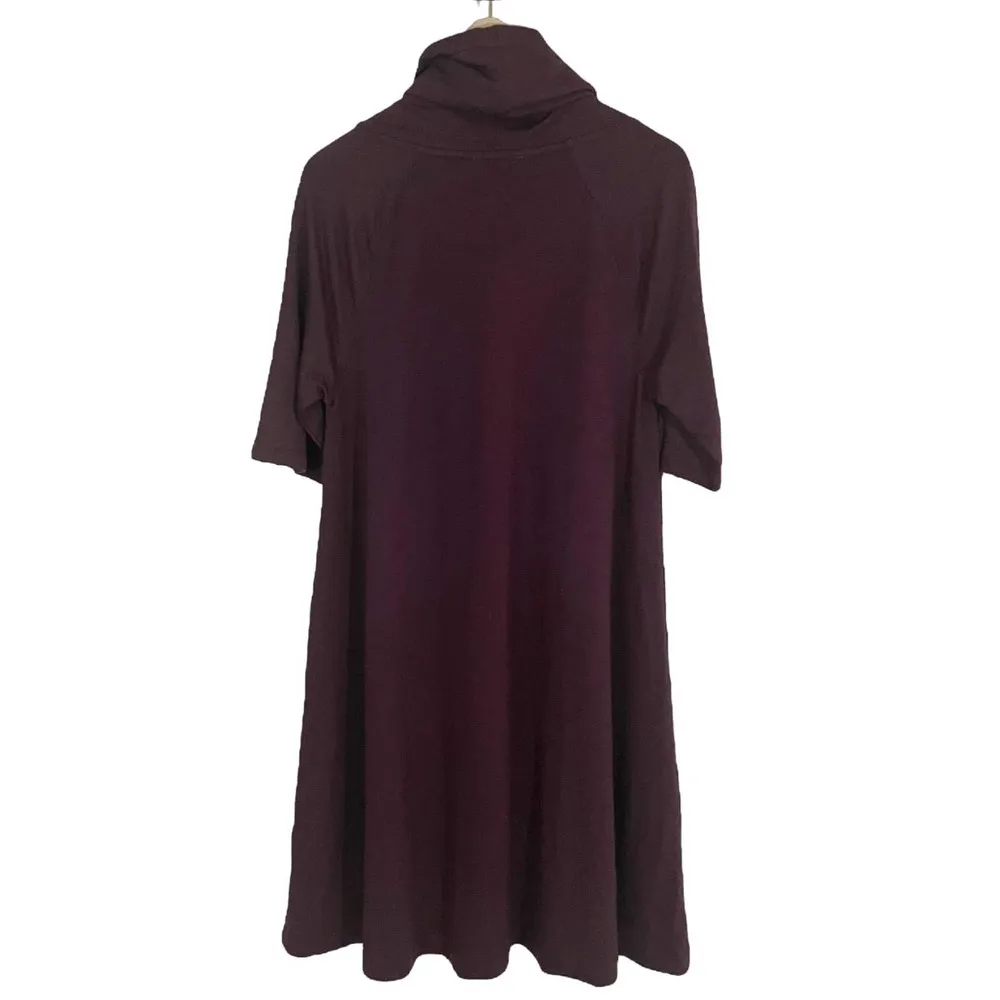 NWT Ann Taylor LOFT Cowl Neck T-Shirt Dress Burgundy Size Small - Image 2