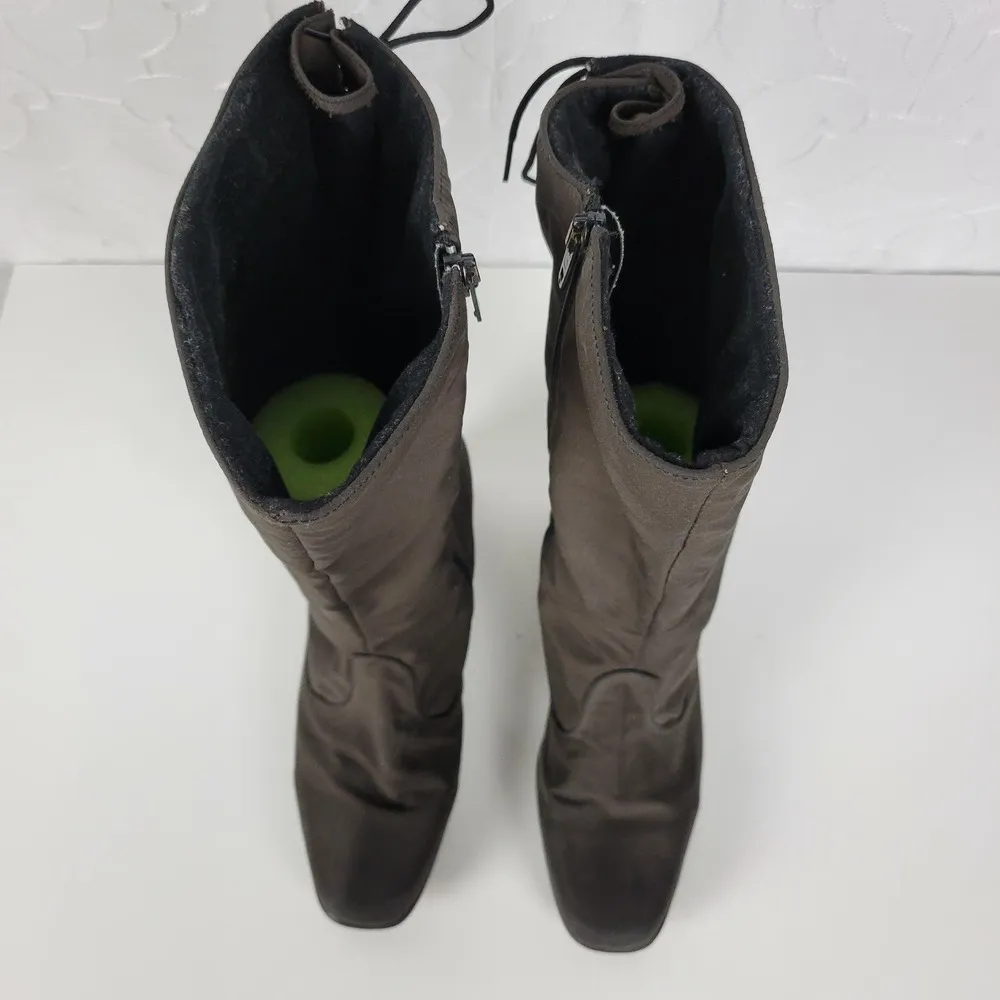 Vintage Toe Warmers Canada T03639 Winter Boots Sz 9 Brown Nylon Side Zip Lace Up - Image 6