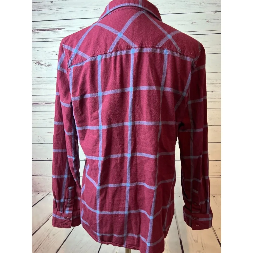 Fox Racing Flannel Plaid Button Front Shirt size Large womens Moto Western Pink - Image 5