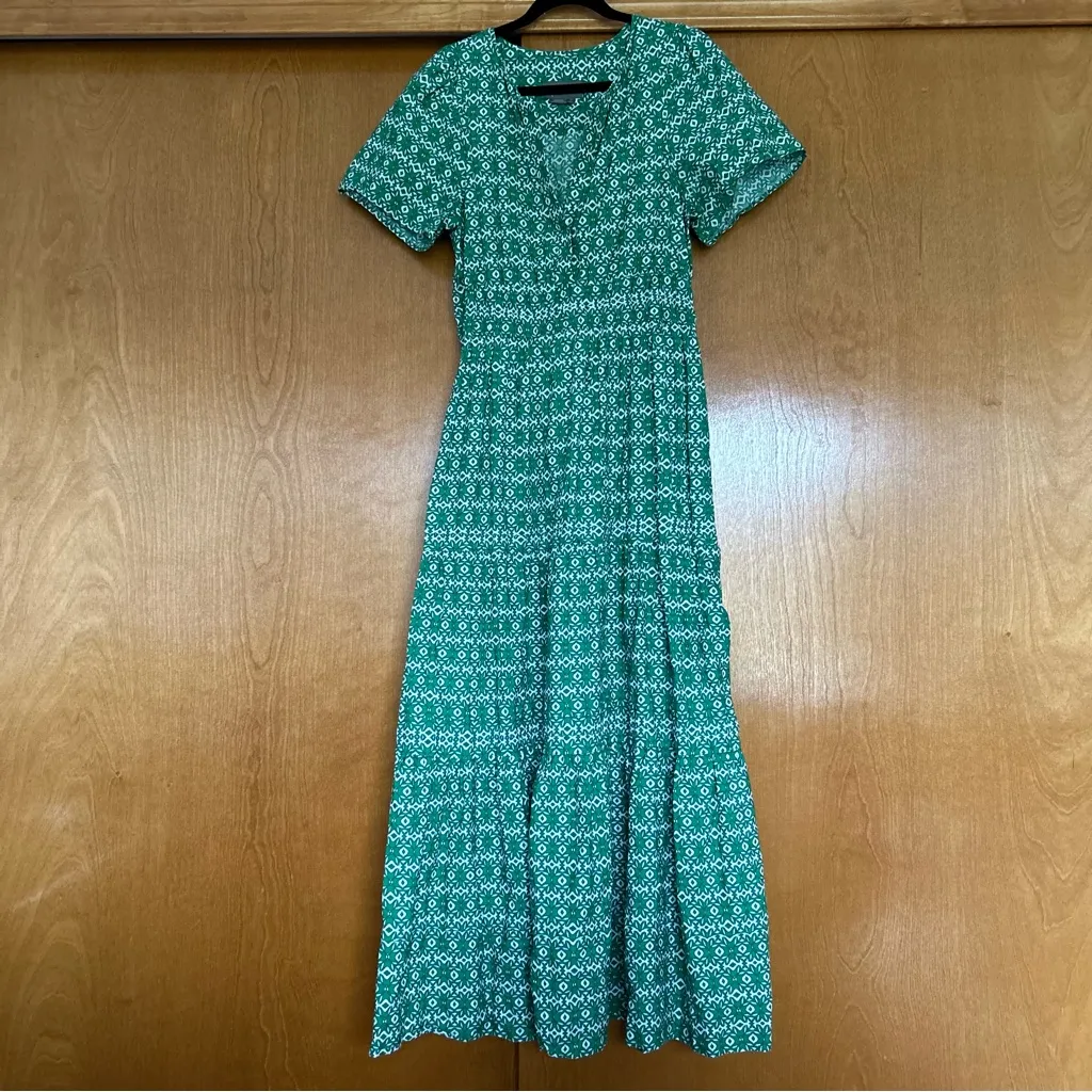 Anthropologie The Somerset Maxi Dress Kelly Green Printed Size Large - Image 2