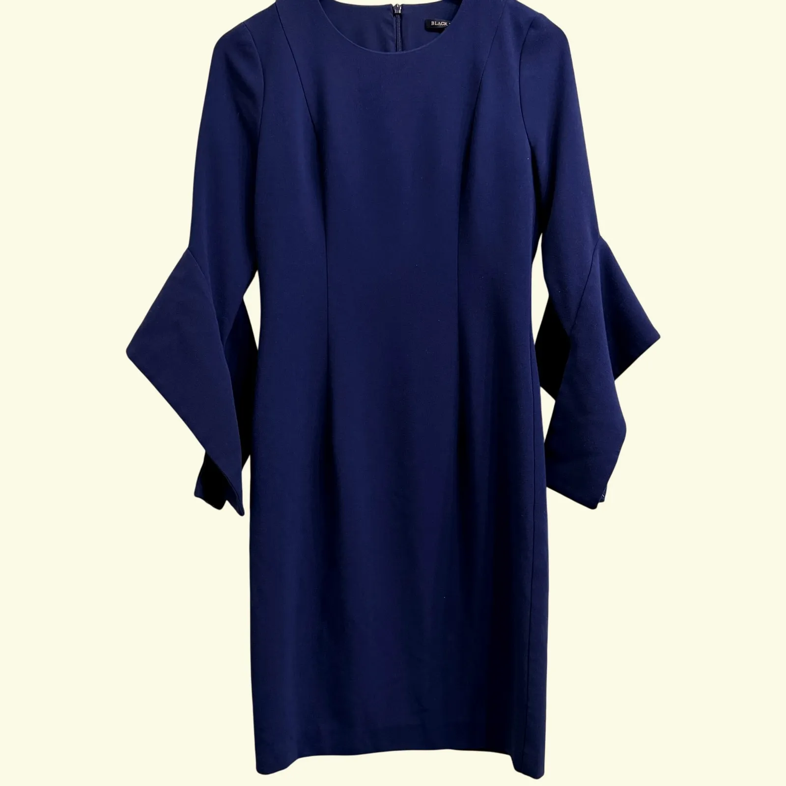 Black Halo Lorie Bell-sleeve Sheath Dress Size‎ 4 Pacific Blue (Navy) Workwear - Image 6