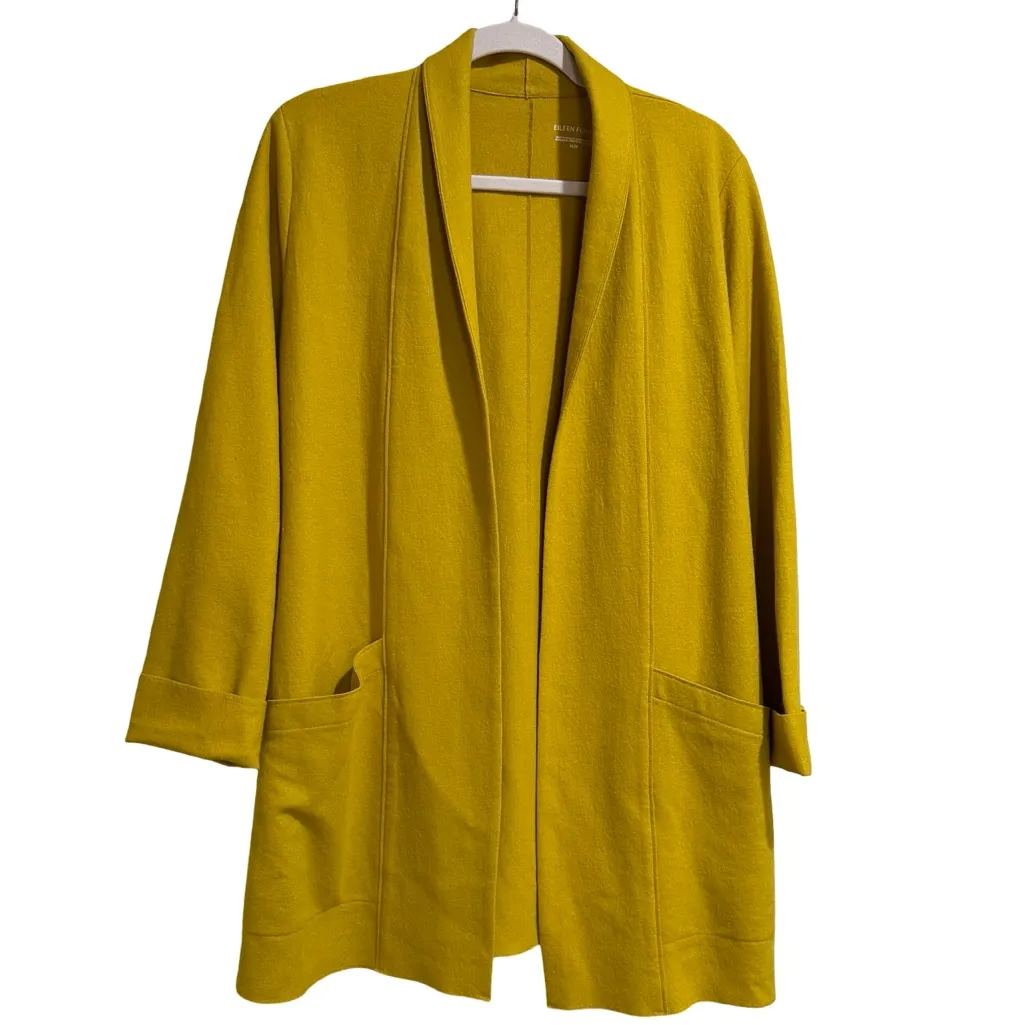 🌟 Eileen Fisher Boiled Wool Mustard Open-Front Jacket – Size M 🌟 - Image 2