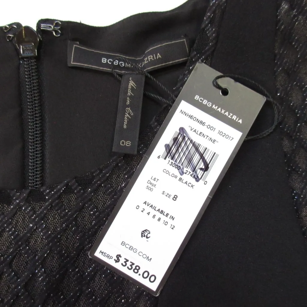 NWT BCBG MaxAzria Valentine in Black High Slit Crepe Evening Gown Dress 8 - Image 7