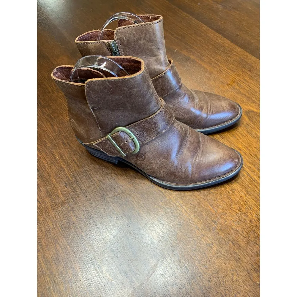 Born Brown Leather Ankle Boot Women 6 Fringe Grunge Western Cowgirl Witch Hobbit - Image 9