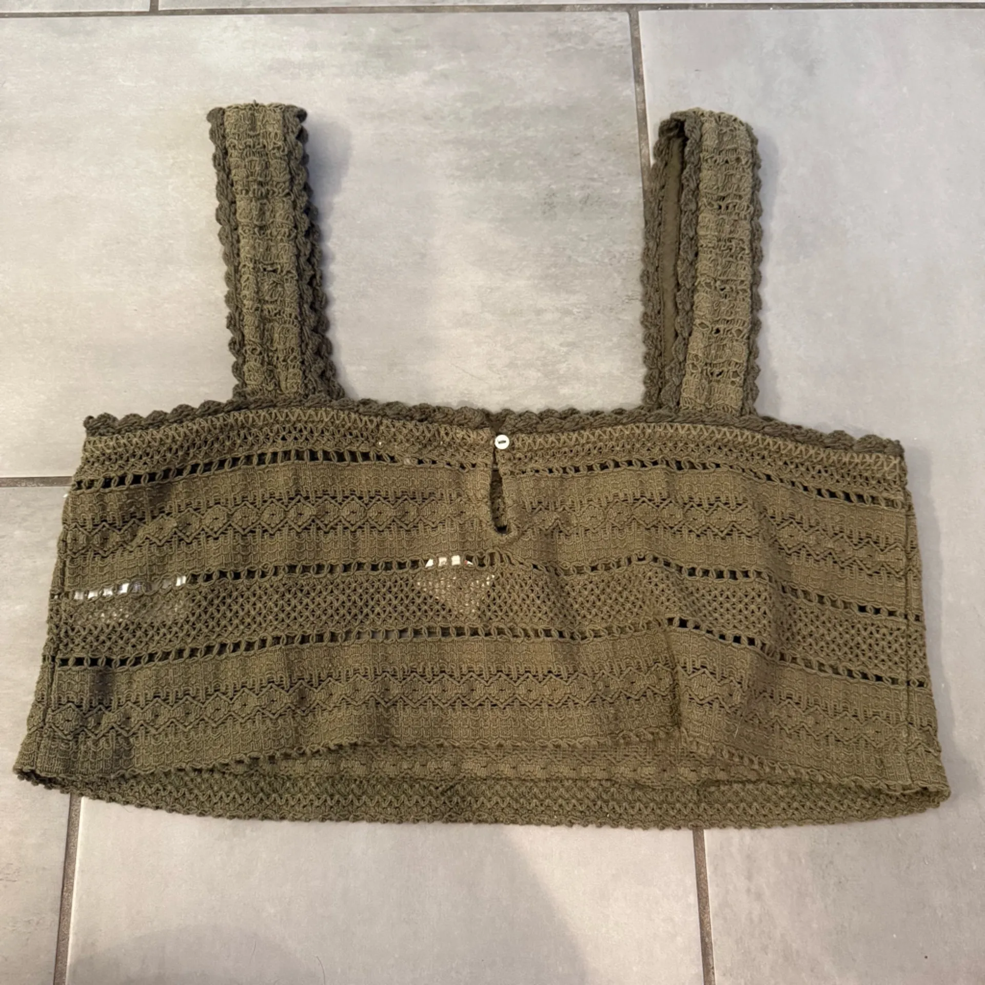 Aerie Green Crochet Crop Top - Image 3