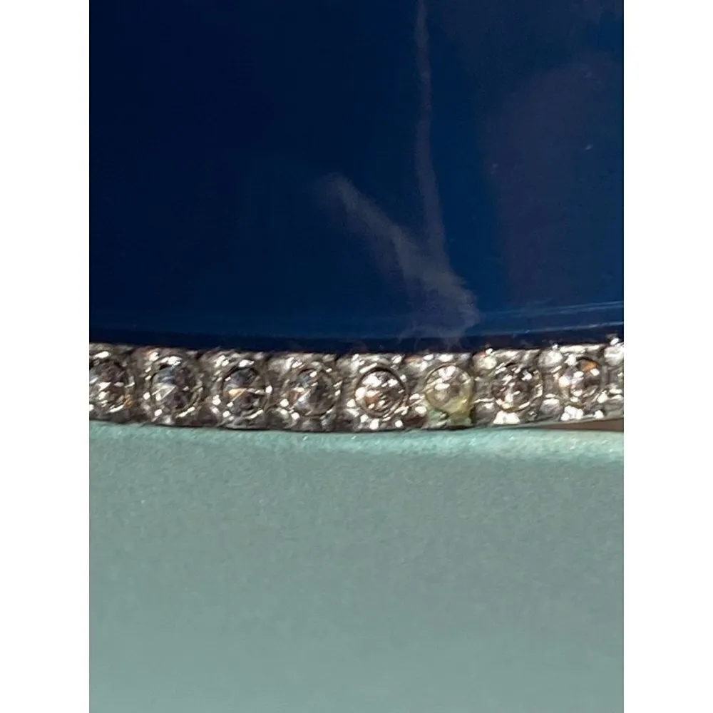 Lia Sophia‎ Deep Blue Enamel Silver Diamond Style Accents Magnetic Cuff Bracelet - Image 4