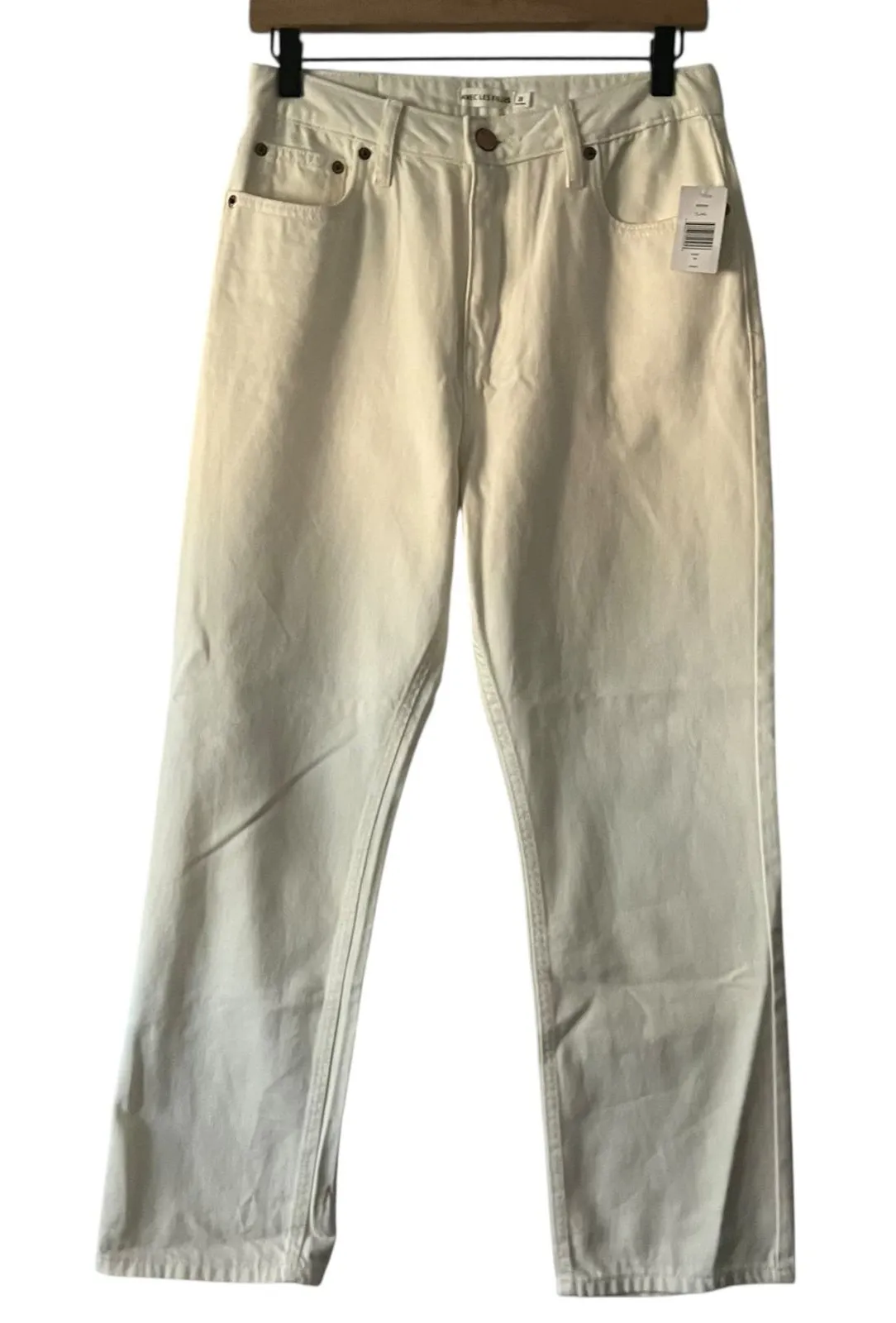 Avec Les Filles NWT High Rise Cropped Straight Leg Jeans Color Ecru Size 28 - Image 1