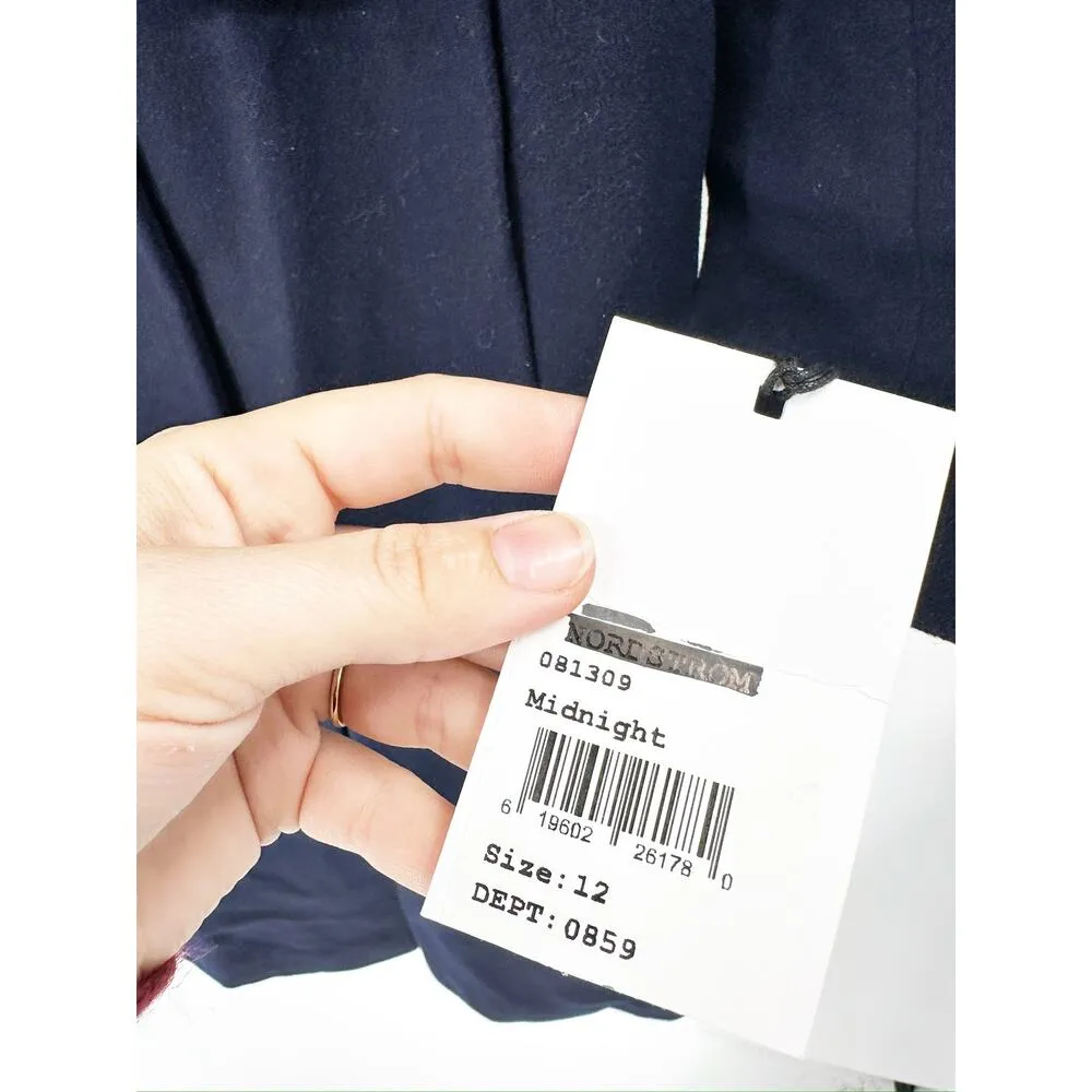 FLEURETTE Blake Double Breasted Long Wool Coat In Midnight 12 NEW - Image 8