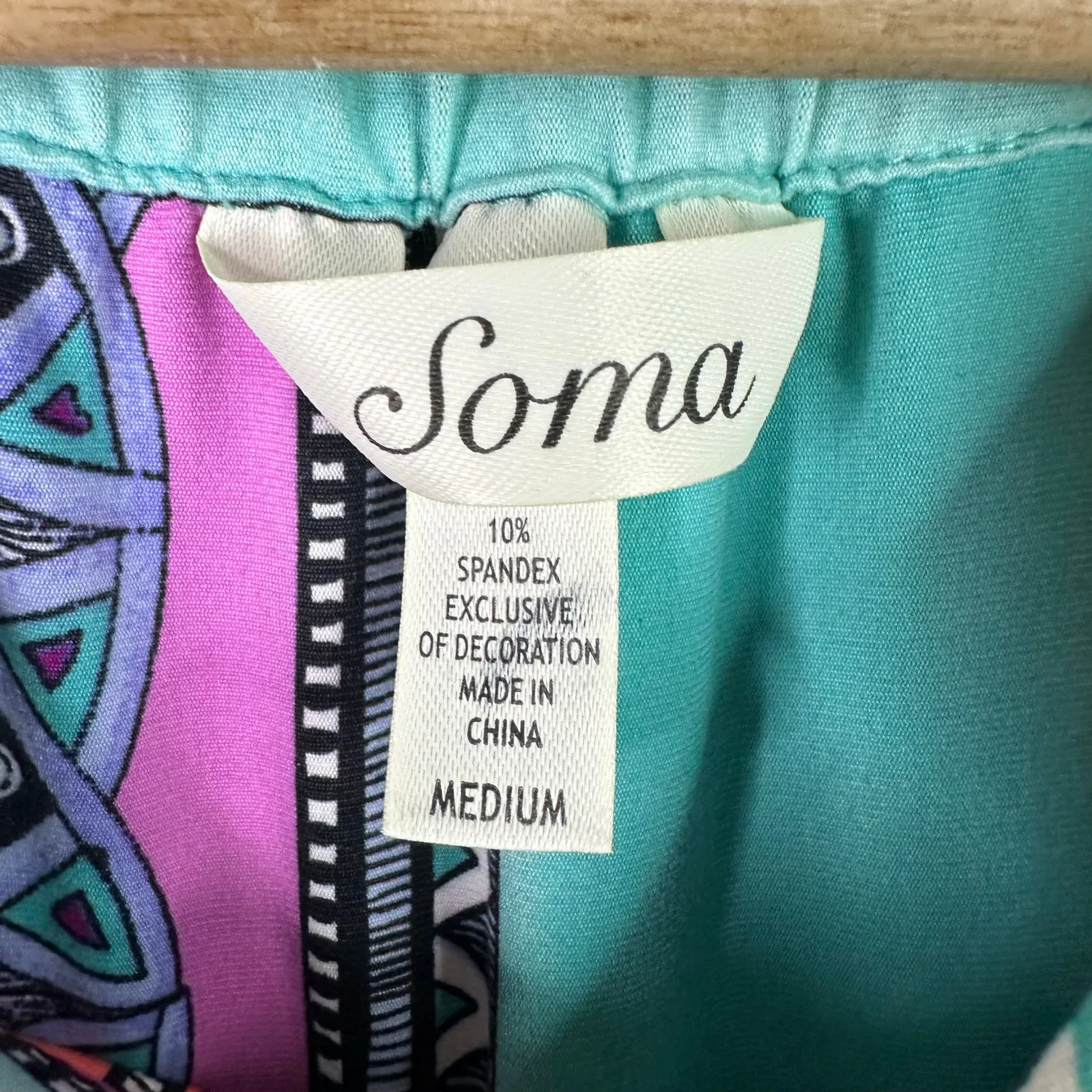 Soma Womens size Medium Bohemian Soft Aztec Geometric Maxi Dress Purple Stretch - Image 8